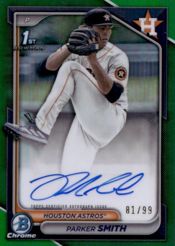 Parker Smith 2024 Bowman Draft #CPA-PSM Chrome DP Auto - Green Refractor /99 (1st) RAW
