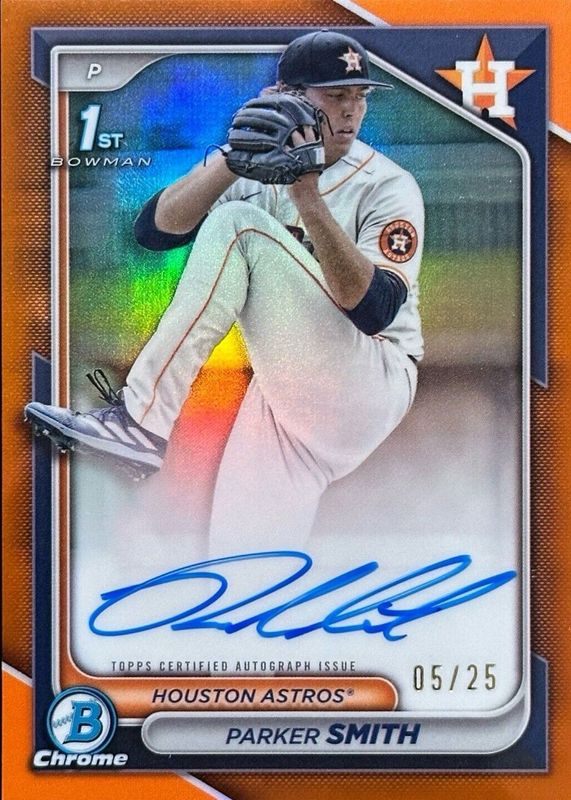 Parker Smith 2024 Bowman Draft #CPA-PSM Chrome DP Auto - Orange Refractor /25 (1st) RAW