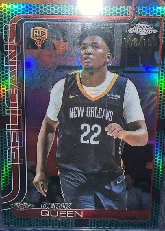 Derik Queen 2025 Topps Chrome #263 Aqua Basketball Refractor /199