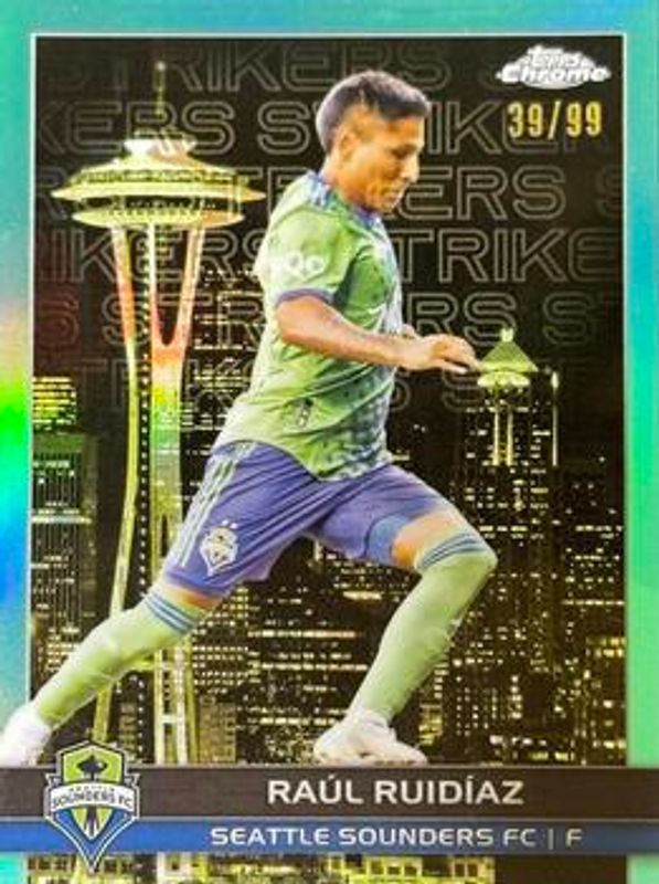 2023 Topps Chrome MLS #BCS-11 Big City Strikers - Aqua Refractor /99