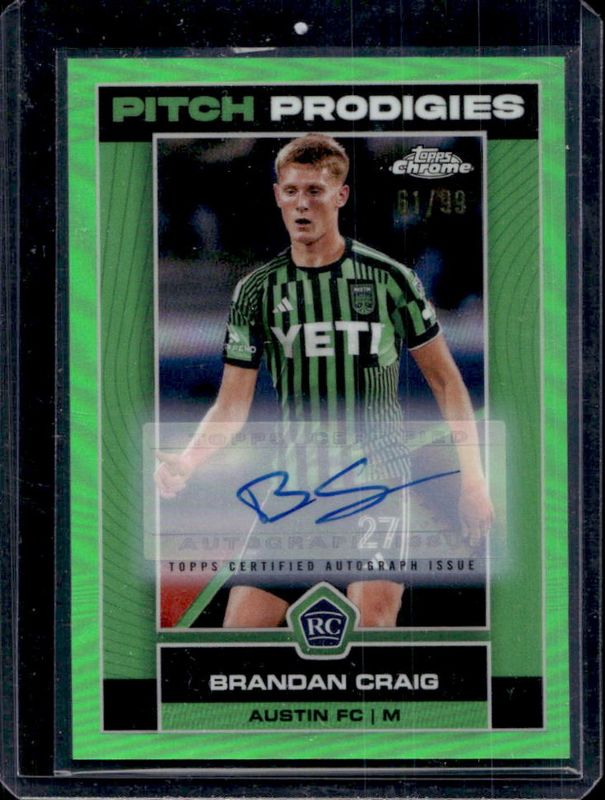2023 Topps Chrome MLS #140 Autographs - Neon Green Refractor /99