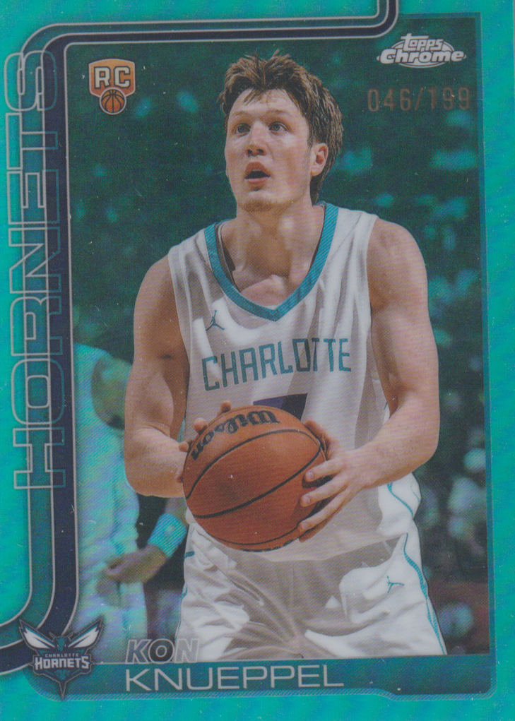 Kon Knueppel 2025 Topps Chrome #254 Aqua Refractor /199 Price 