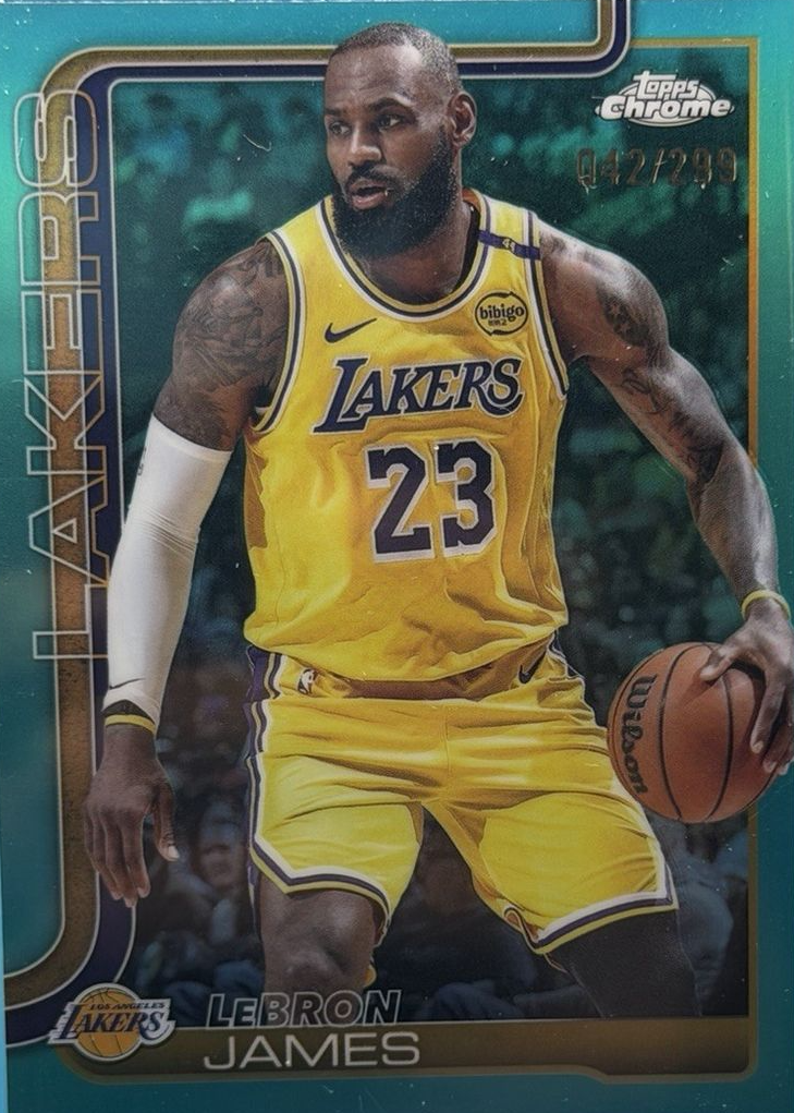 LeBron James 2025 Topps Chrome #127 Teal Refractor /299 Price
