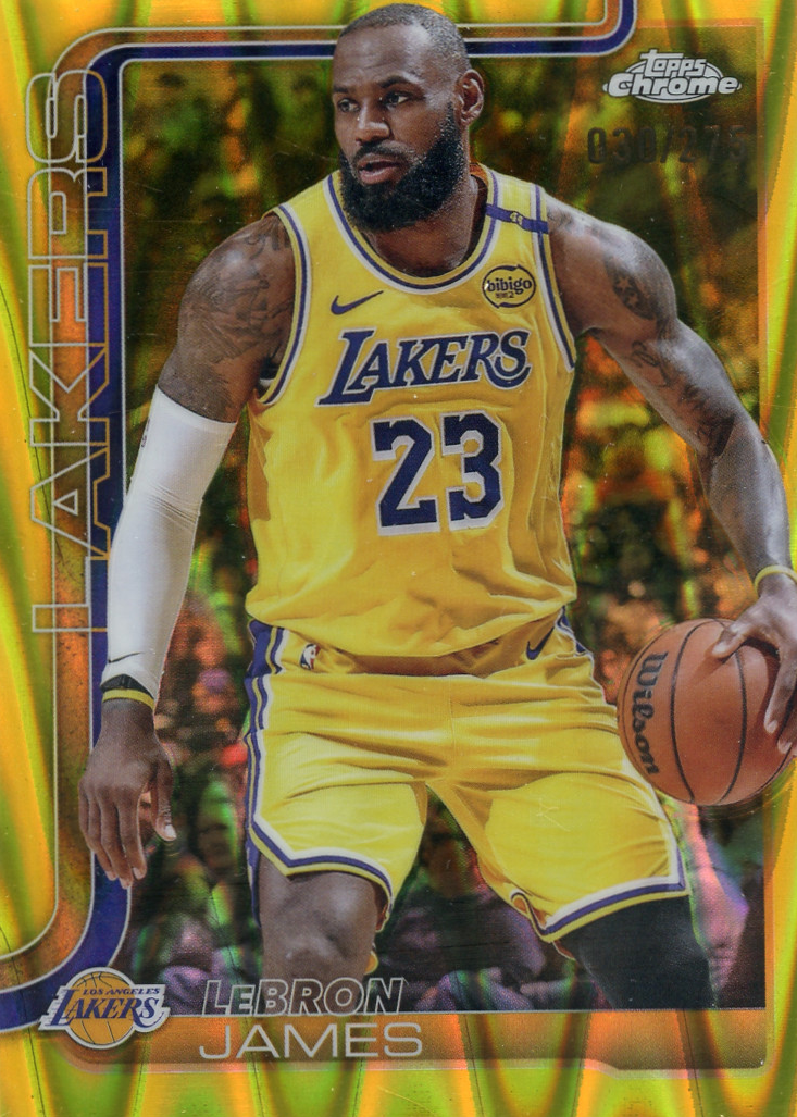 LeBron James 2025 Topps Chrome #127 Yellow RayWave Refractor /275