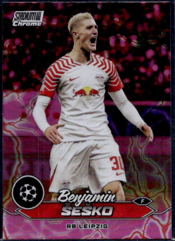 2023 Topps Stadium Club Chrome UEFA Champions League #30 Pink Red Electric Charge Refractor