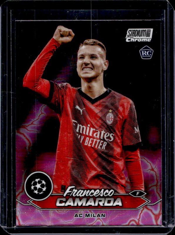 2023 Topps Stadium Club Chrome UEFA Champions League #36 Pink Red Electric Charge Refractor