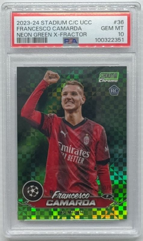 2023 Topps Stadium Club Chrome UEFA Champions League #36 Neon Green X-Fractor /99