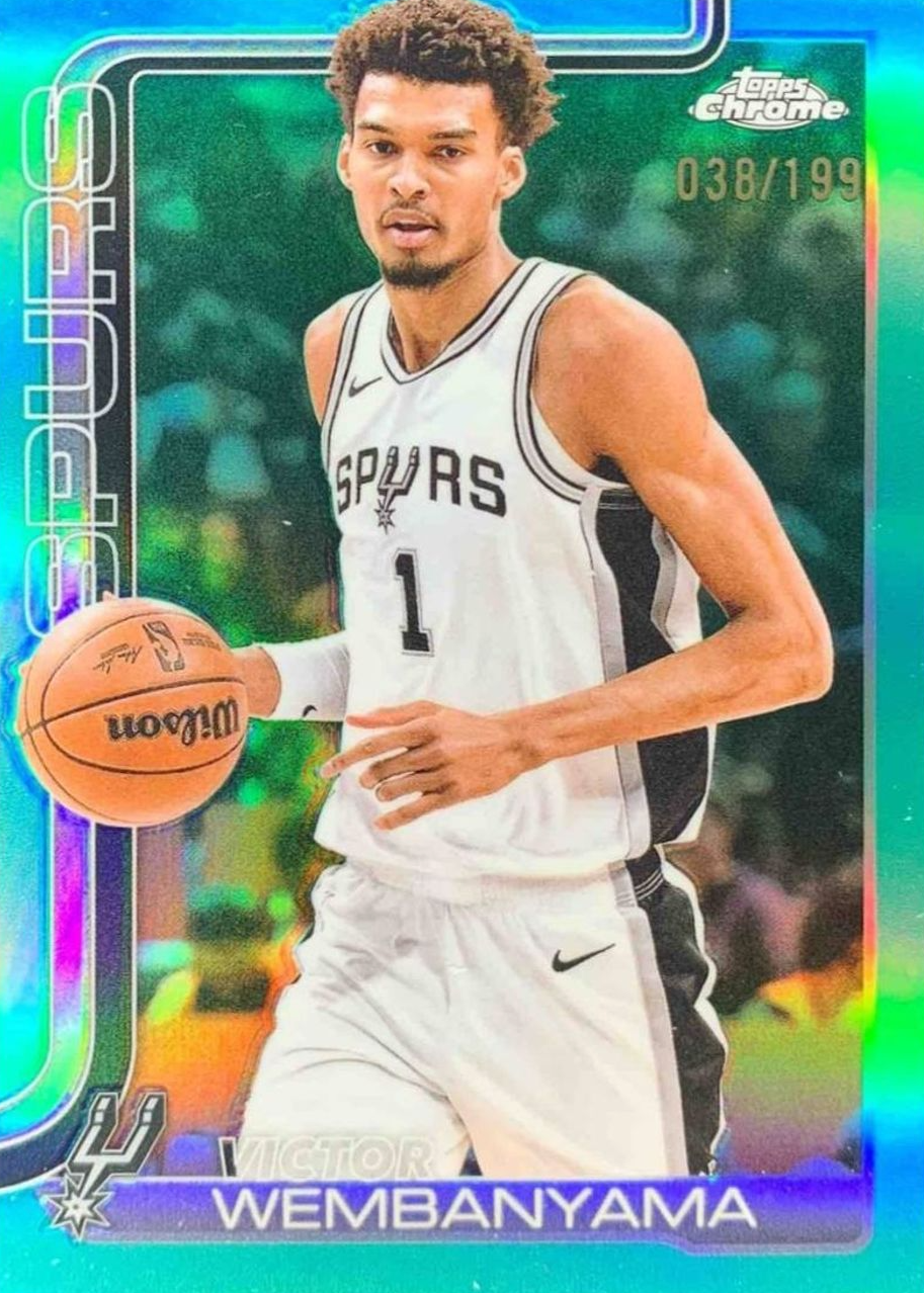 Victor Wembanyama 2025 Topps Chrome #221 Aqua Refractor /199 Price