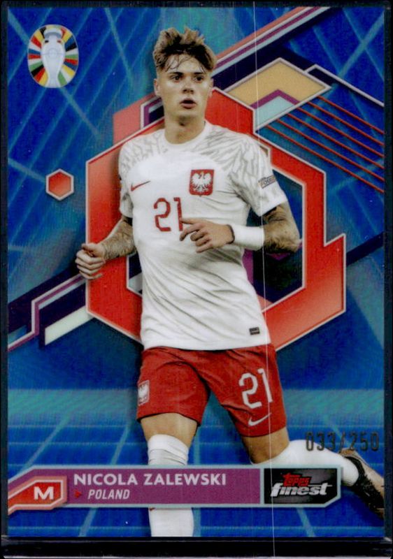 2023 Topps Finest Road to UEFA Euro #60 Blue Aqua Vaporwave Refractor /250