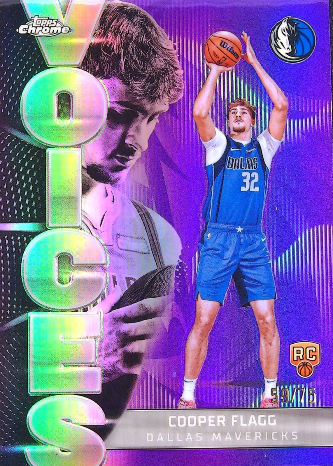 Cooper Flagg 2025 Topps Chrome #VS-6 Voices - Purple Refractor /75