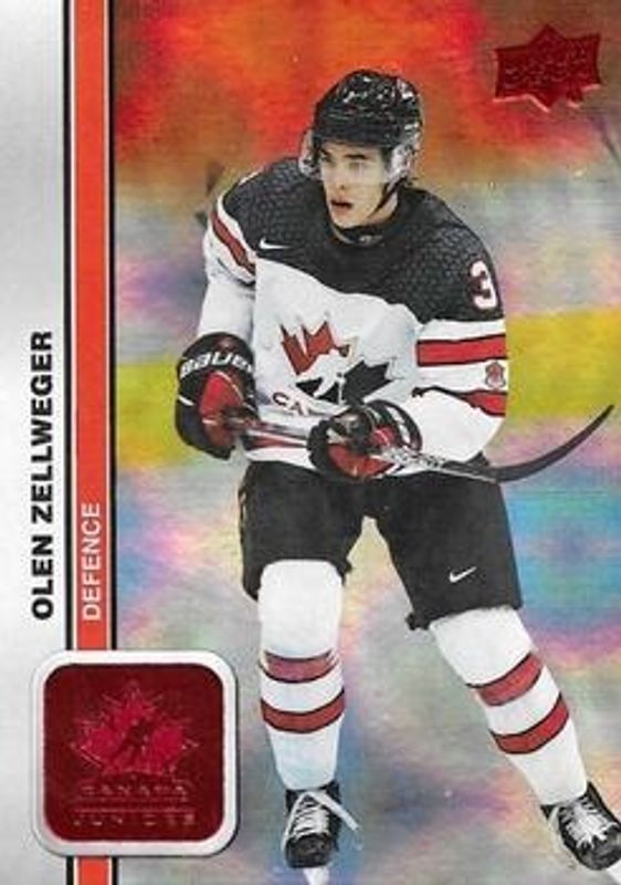 2023 Upper Deck Team Canada Juniors #3 Patterned Foilboard Red