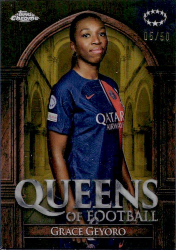 2023 Topps Chrome UEFA Women's Champions League #QF-10 Queens of Football - Gold /50