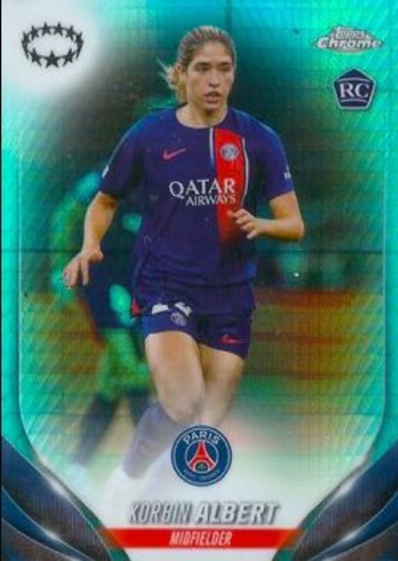 2023 Topps Chrome UEFA Women's Champions League #91 Aqua Prism