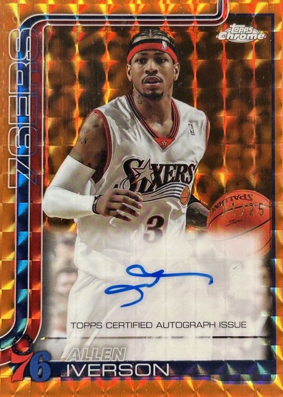 Allen Iverson 2025 Topps Chrome #TCA-AI Chrome Autographs - Orange