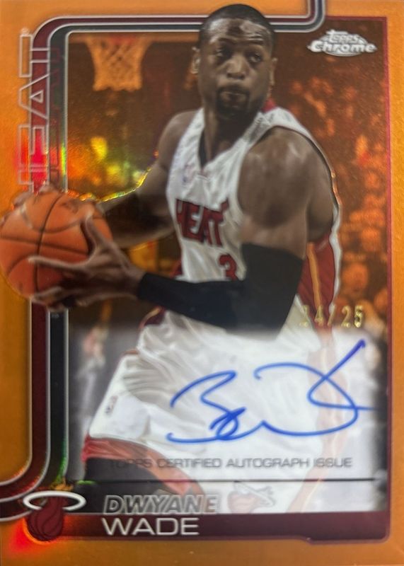 Dwyane Wade 2025 Topps Chrome #TCA-DW Chrome Autographs - Orange