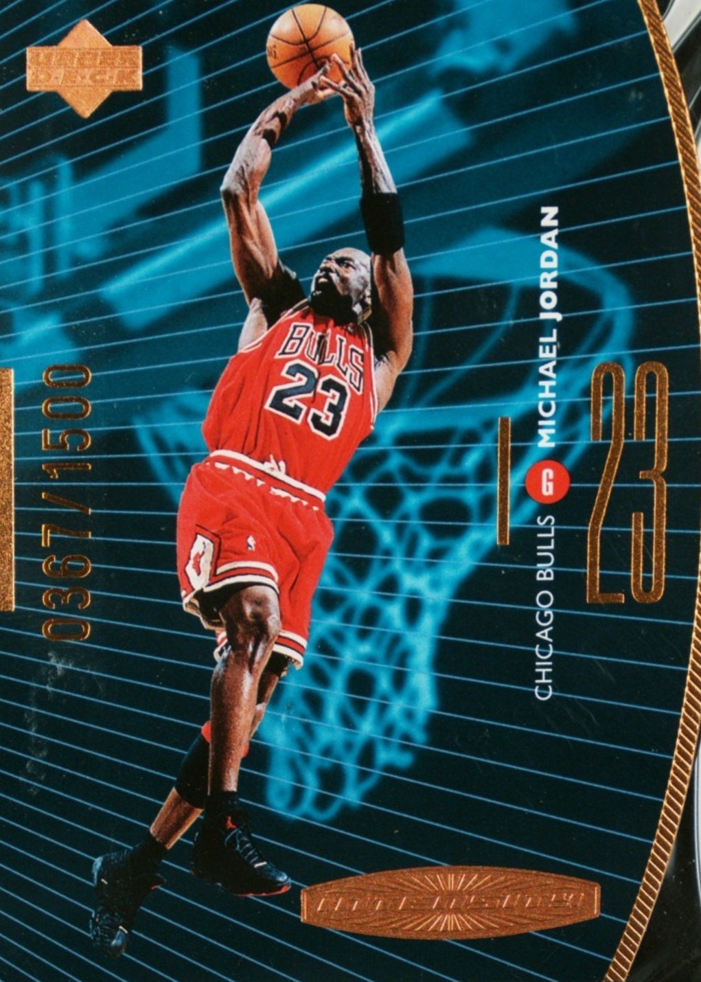 Michael Jordan 1998 Upper Deck #I1 Intensity - Quantum Bronze