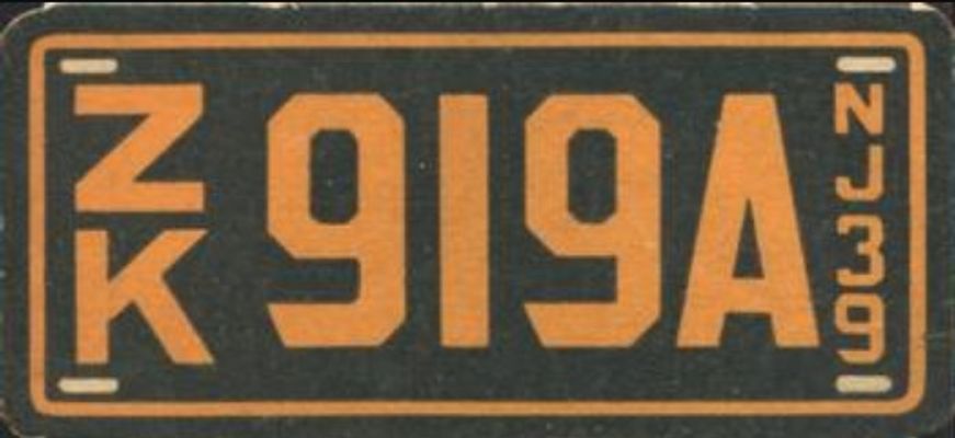 1939 Goudey Auto License Plates (R19-4) Base