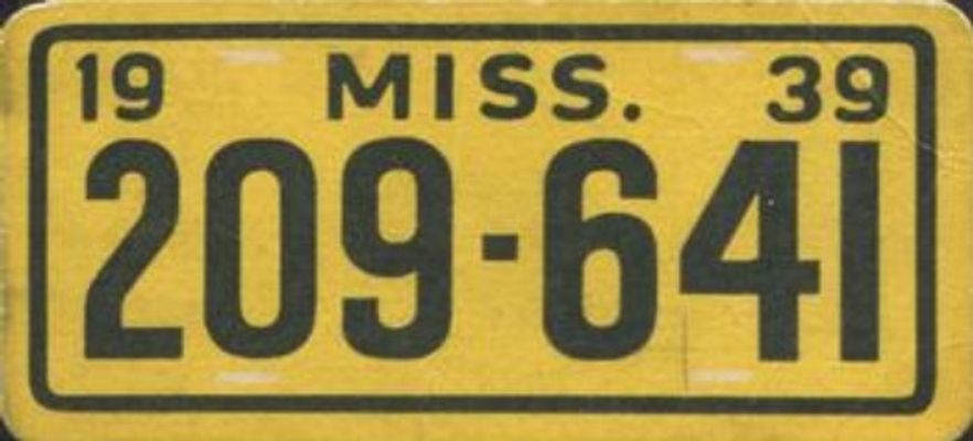 1939 Goudey Auto License Plates (R19-4) Base