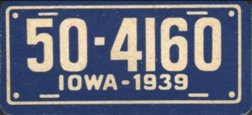 1939 Goudey Auto License Plates (R19-4) Base