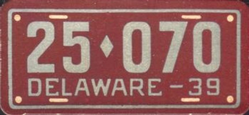 1939 Goudey Auto License Plates (R19-4) Base