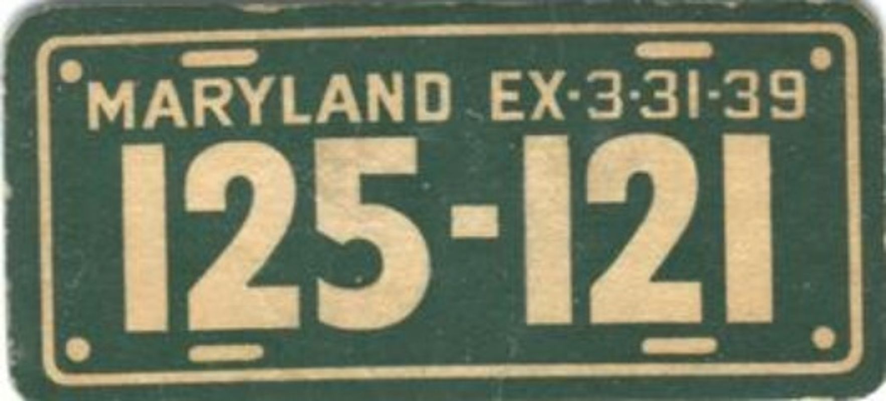 1938 Goudey Auto License Plates (R19-3) Base