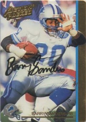 1992 Action Packed #13G 24 Kt. Gold Barry Sanders Autographs Exchange