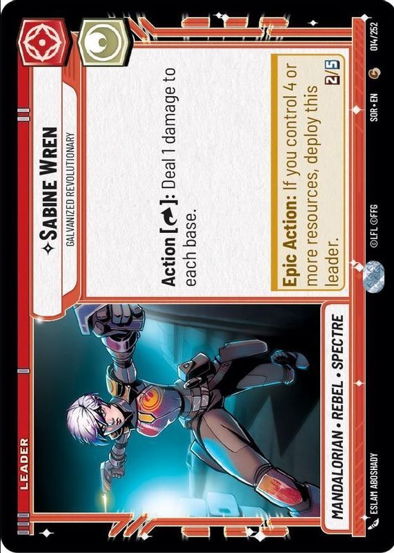 Sabine Wren - Galvanized Revolutionary 2024 Spark of Rebellion #14 Base PSA 10