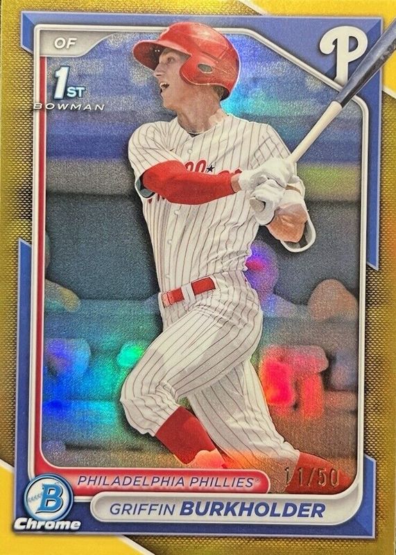 Griffin Burkholder 2024 Bowman Draft #BDC-60 Chrome - Gold Refractor /50 (1st) PSA 10