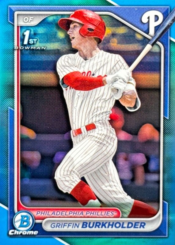 Griffin Burkholder 2024 Bowman Draft #BDC-60 Chrome - Sky Blue Refractor (1st) PSA 10