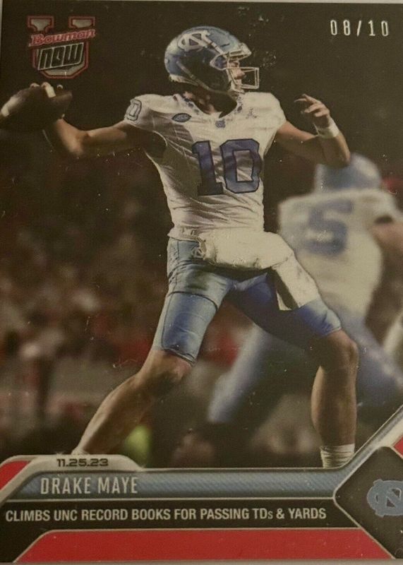Drake Maye 2023 Bowman U Now #33 Red /10 RAW