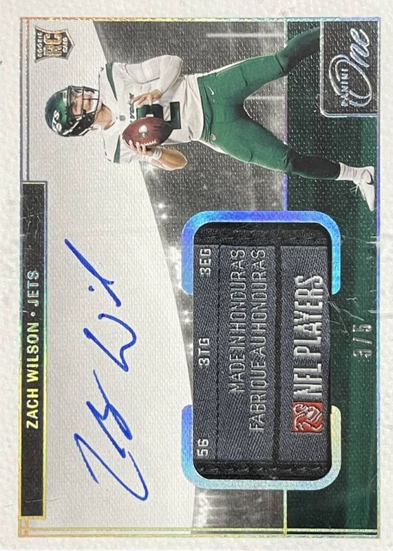 Zach Wilson 2021 One #2 Rookie Patch Auto - Platinum /5 RAW