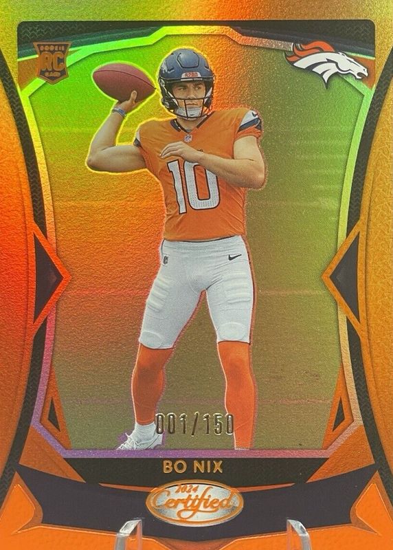 Bo Nix 2024 Certified #109 Mirror Orange /150 Rookie RAW