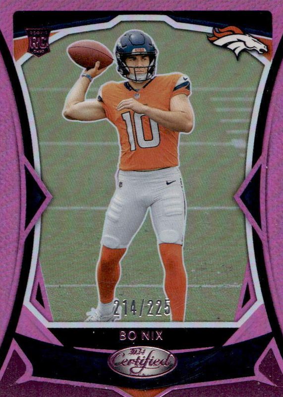 Bo Nix 2024 Certified #109 Mirror Pink /225 Rookie PSA 10