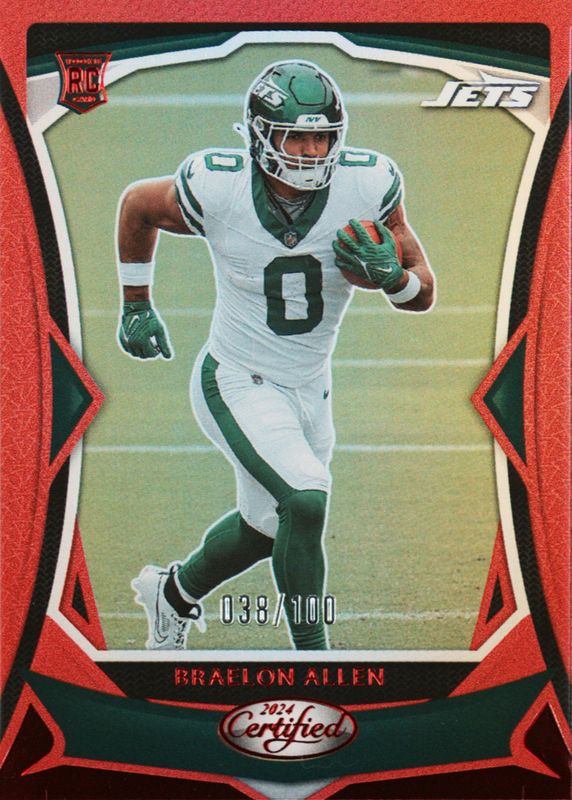 Braelon Allen 2024 Certified #200 Mirror Red /100 Rookie RAW