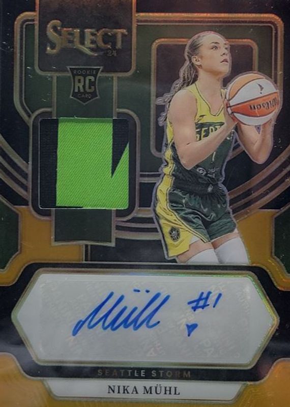 Nika Muhl 2024 Select WNBA #AM-NM Autographed Memorabilia - Black Gold /5 Rookie SGC 9.5