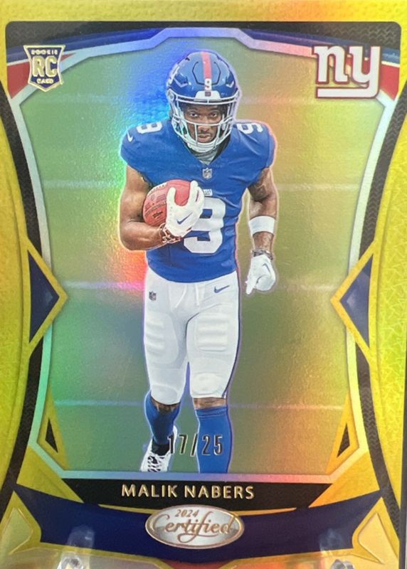 Malik Nabers 2024 Certified #105 Mirror Gold /25 Rookie RAW