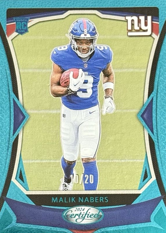 Malik Nabers 2024 Certified #105 Mirror Teal FOTL /20 Rookie RAW