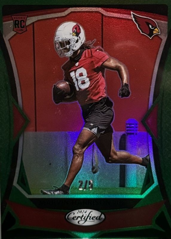 Marvin Harrison Jr. 2024 Certified #104 Mirror Green /5 Rookie RAW