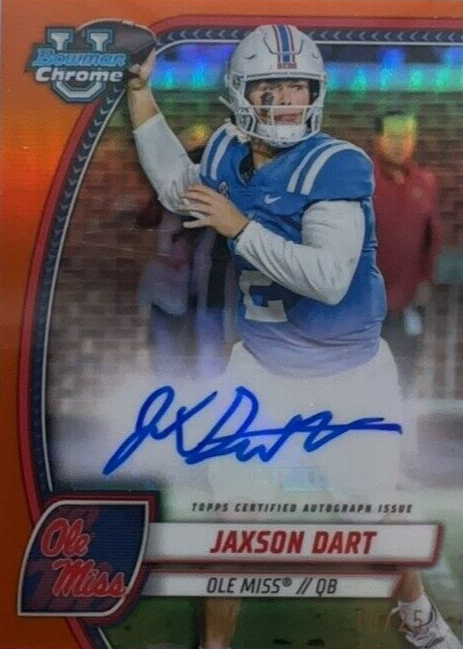 Jaxson Dart 2024 Bowman Chrome University #PA-JDA Prospect Auto