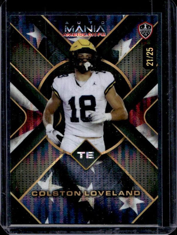 Colston Loveland 2024 Wild Card Automania American Football Preview  #AMATP-CL Triangle Crystal Holographic American Flag /25 Price Guide -  Sports Card Investor