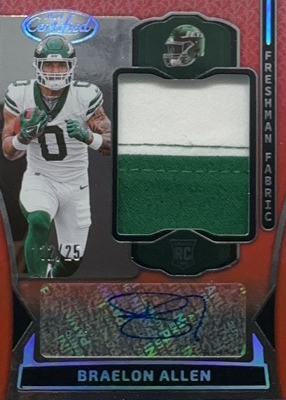 Braelon Allen 2024 Certified #FMS-BAN Freshman Fabric Signatures - Mirror Red Etch /25 Rookie RAW
