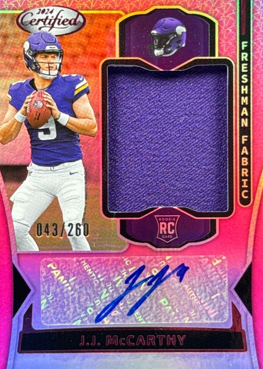 JJ McCarthy 2024 Certified #FMS-JMY Freshman Fabric Signatures