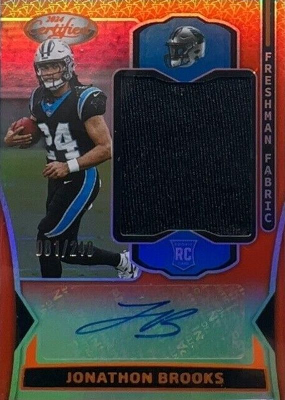 Jonathon Brooks 2024 Certified #FMS-JBS Freshman Fabric Signatures - Mirror Orange /249 Rookie RAW