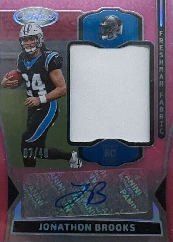 Jonathon Brooks 2024 Certified #FMS-JBS Freshman Fabric Signatures - Mirror Pink Etch /49 Rookie RAW