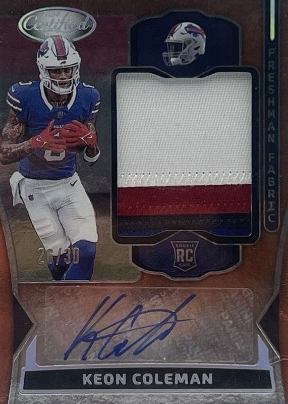 Keon Coleman 2024 Certified #FMS-KCN Freshman Fabric Signatures - Mirror Orange Etch /30 Rookie RAW