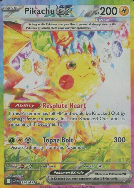 Pikachu ex 2024 Scarlet & Violet: Surging Sparks #238/191 Special Illustration Rare RAW TCG (NEAR MINT)