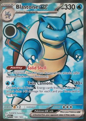 Blastoise ex Super Rare 186/165 Pokemon 151 JPN SV2a 2023