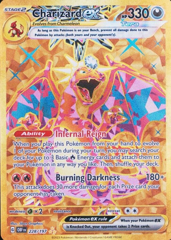 Charizard EX 2023 Scarlet & Violet: Obsidian Flames #228/197 Hyper Rare (Secret) BGS 8