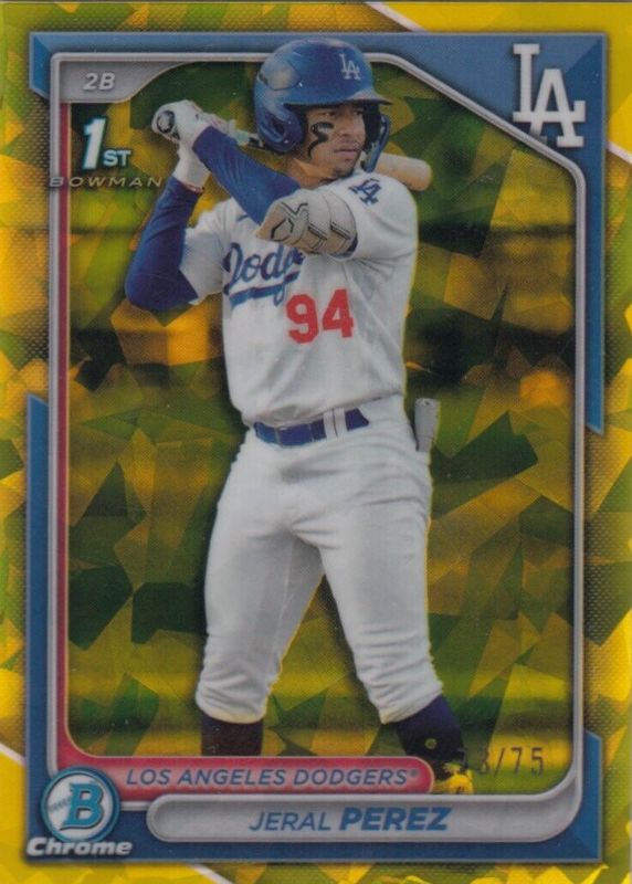 Jeral Perez 2024 Bowman Chrome Sapphire Edition #BCP-158 Prospects - Yellow /75 (1st) PSA 10