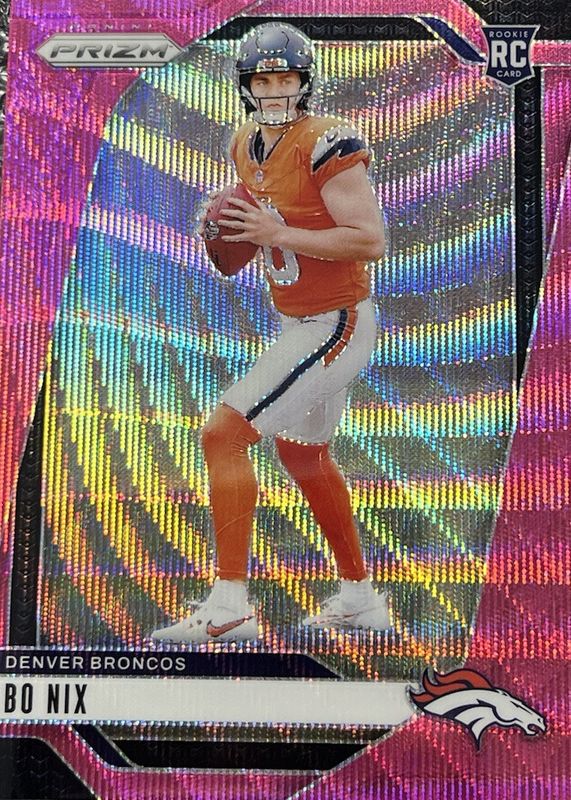 Bo Nix 2024 Prizm #309 Pink Wave Rookie RAW